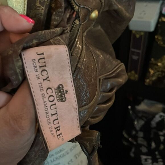 VINTAGE LEATHER JUICY COUTURE SATCHEL/bag/purse/pocketbook brown leather - Picture 7 of 14